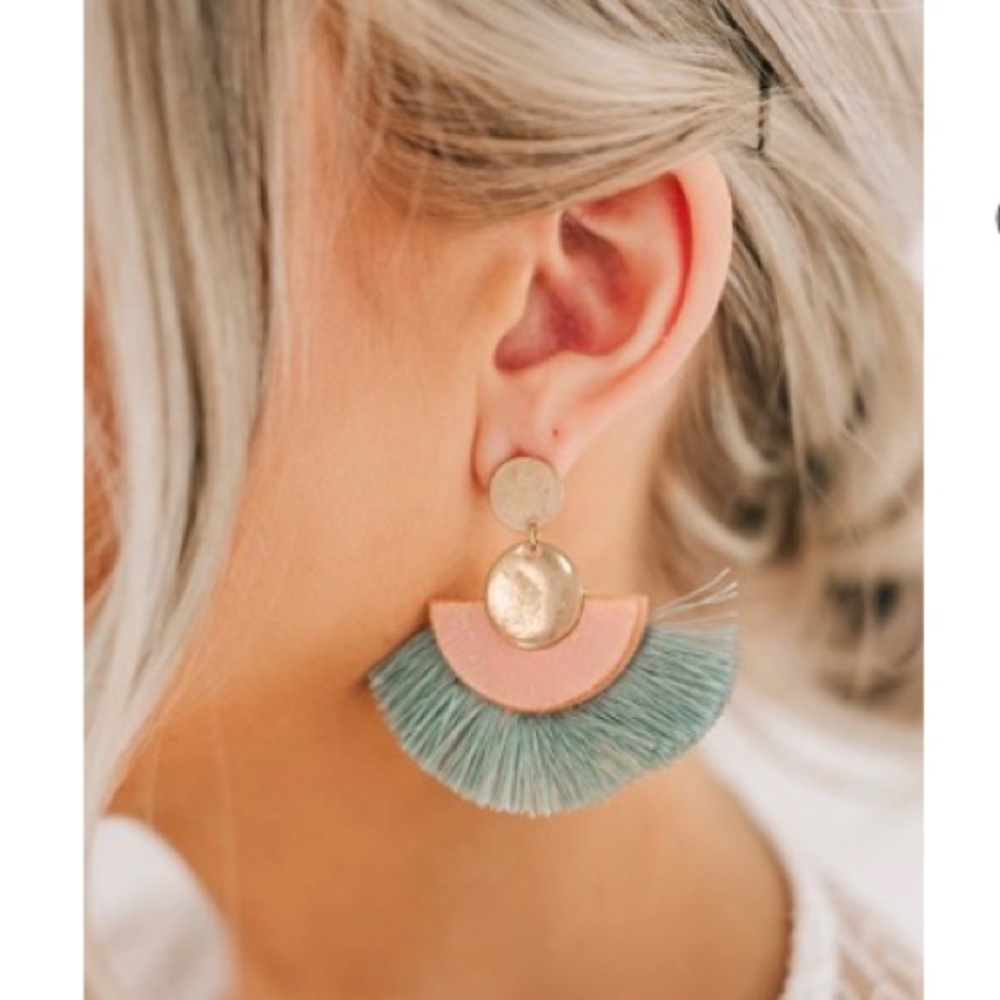 Boho green and Mauve Earring